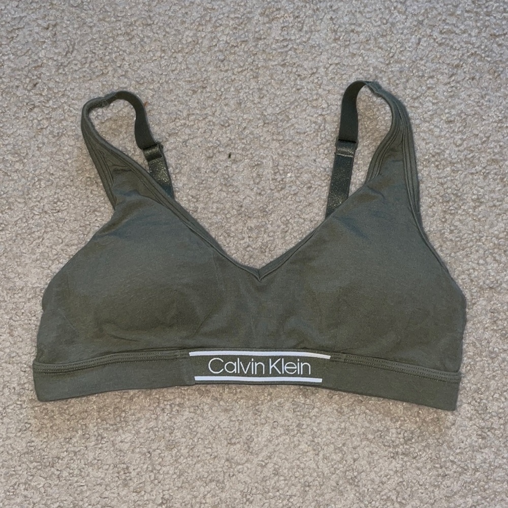 Olive green CK lounge bra